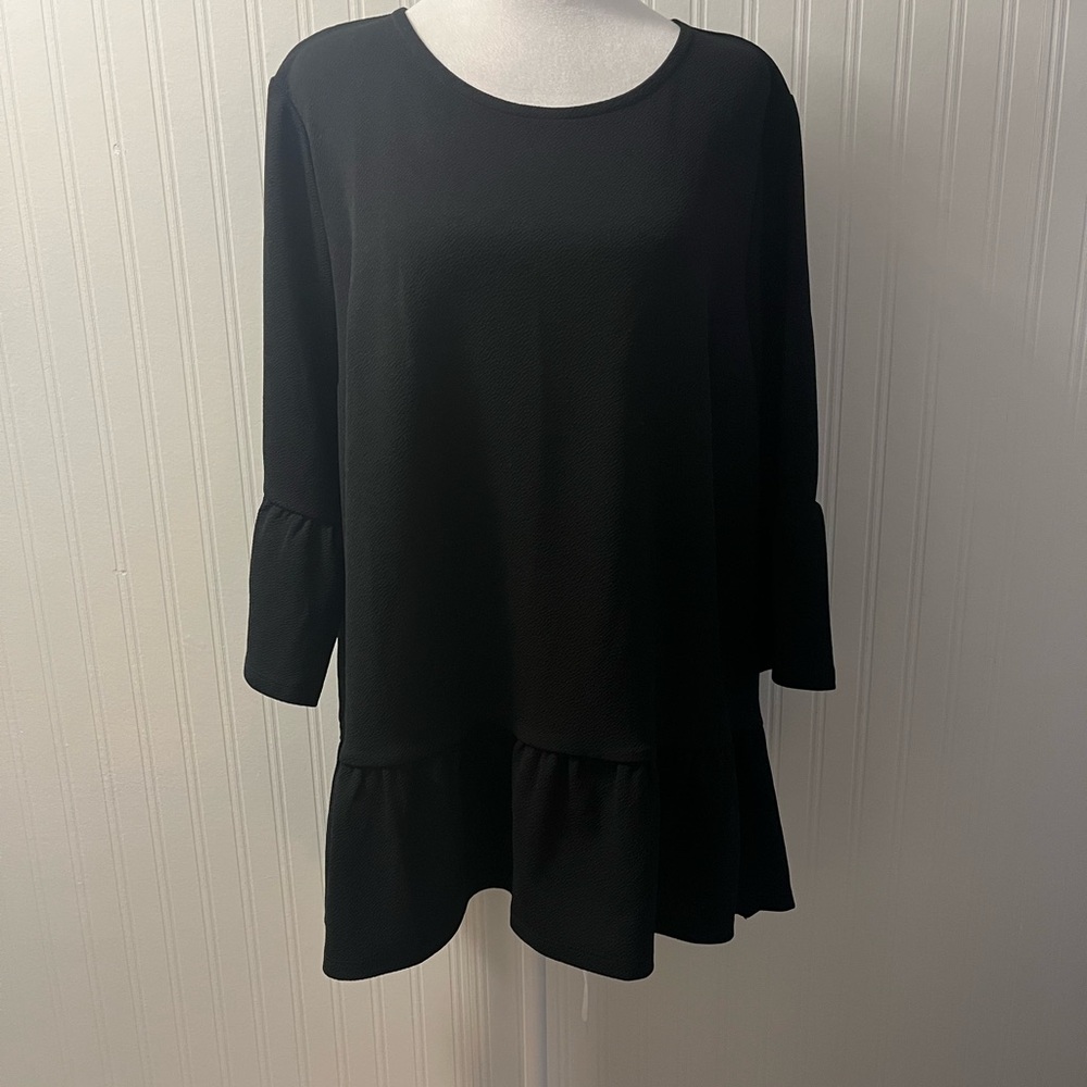Lane Bryant Black Tunic with Ruffle Detail
